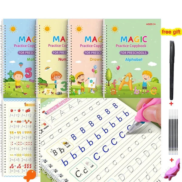 EduGlow™ Magic Practice Copybook Set (Pack of 4)