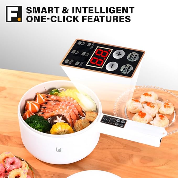 2L Hot Pot Electric Cooker Multi Cooker Electric Pot, Rice Cooker Small, Steamer Cooker, Electric Skillet, Electric Frying Pan Electric Hot Pot, Portable Nonstick Pan (Black Liner + Steamer)