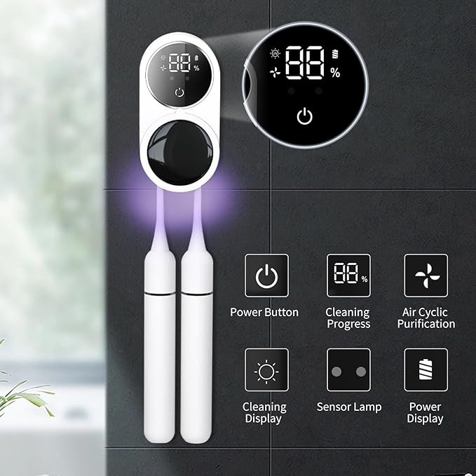 Rechargeable UV Toothbrush Sanitizer - Wall Mounted Holder