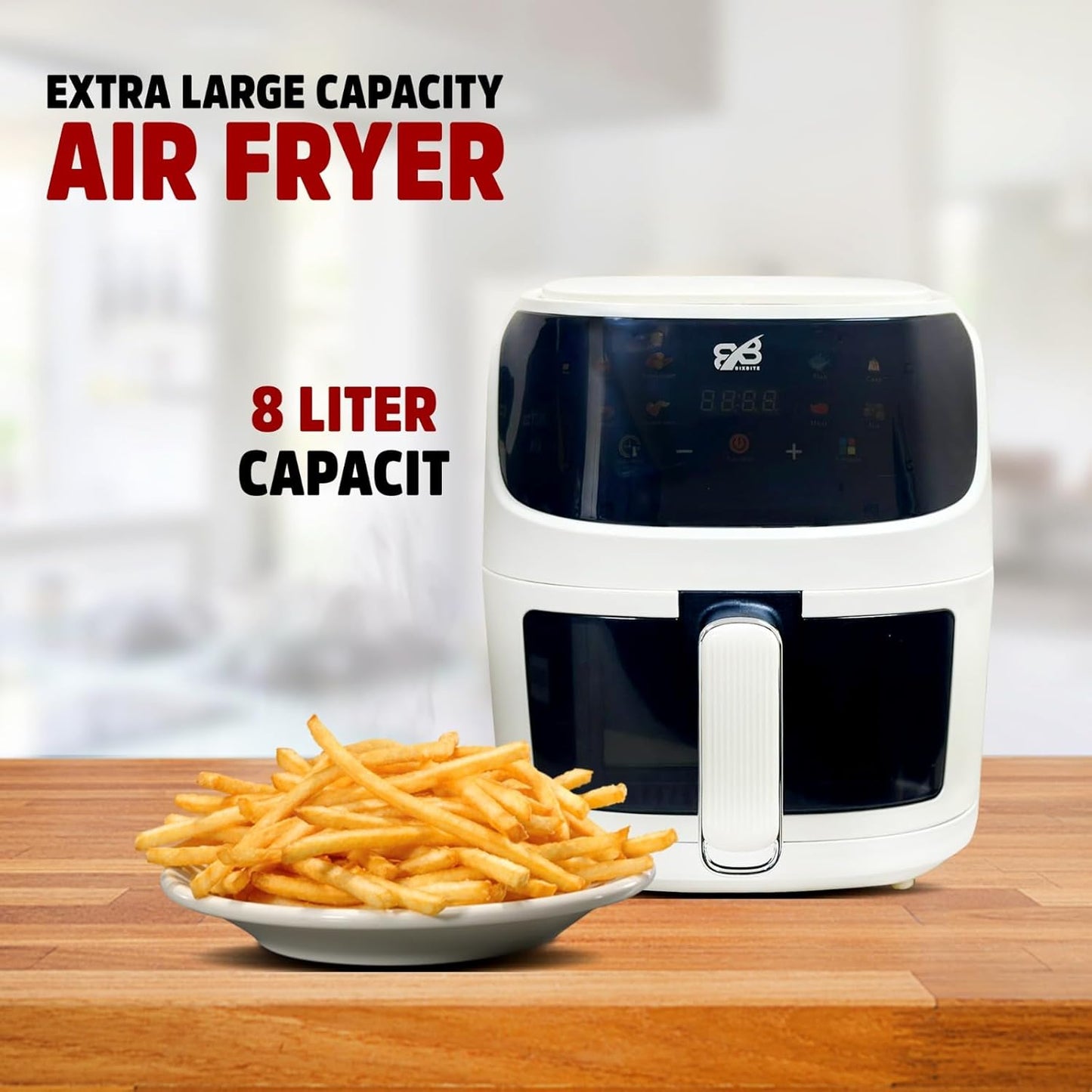 8L Digital Control Air Fryers Visualable Multifunction Electric 2400W Air Fryers With Touch Screen