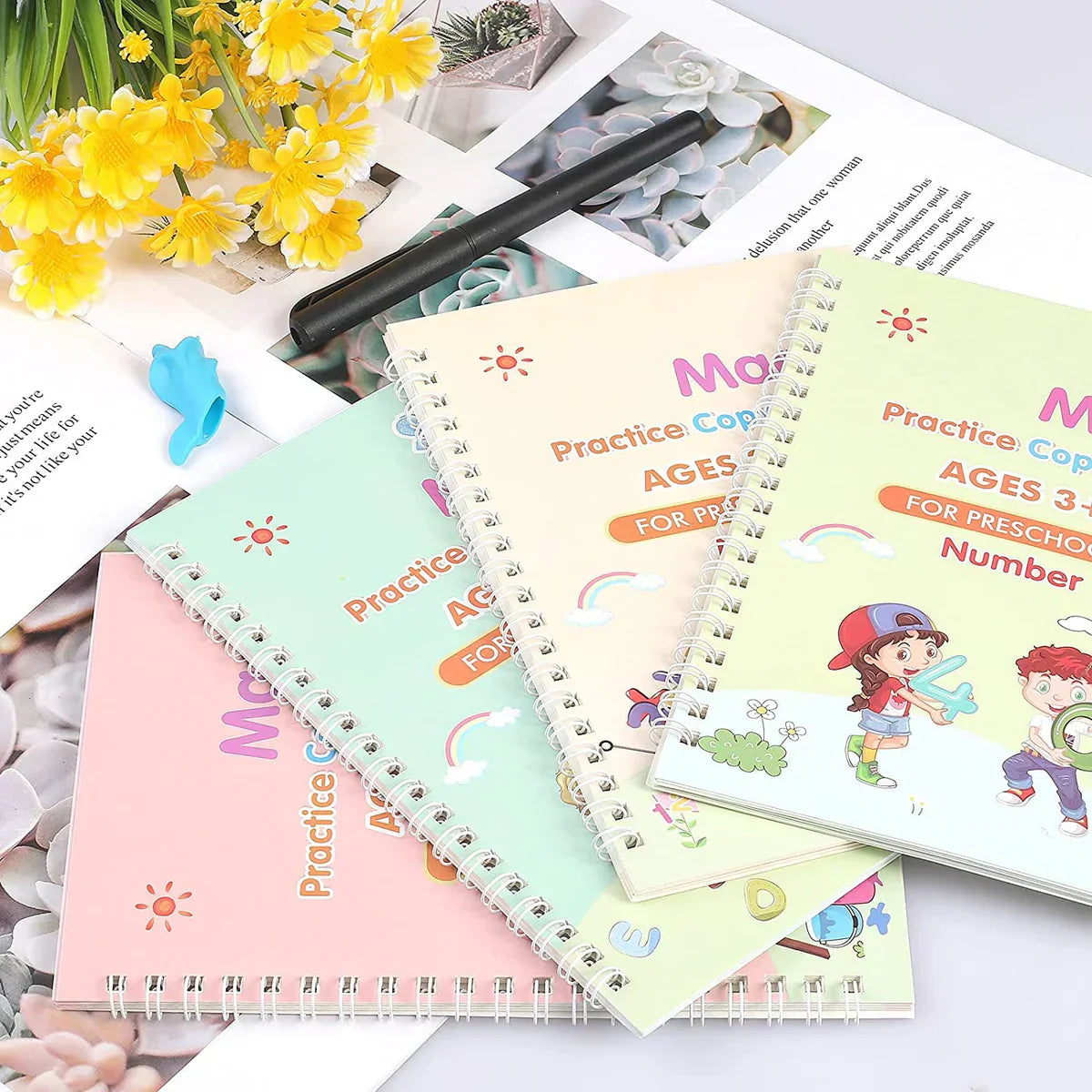 EduGlow™ Magic Practice Copybook Set (Pack of 4)