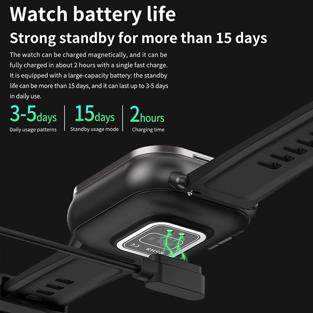Smart Watch With Earbuds Fitness Tracker Sports Recorder Heart Rate Blood Pressure Blood Oxygen Monitor With 2” Touchscreen