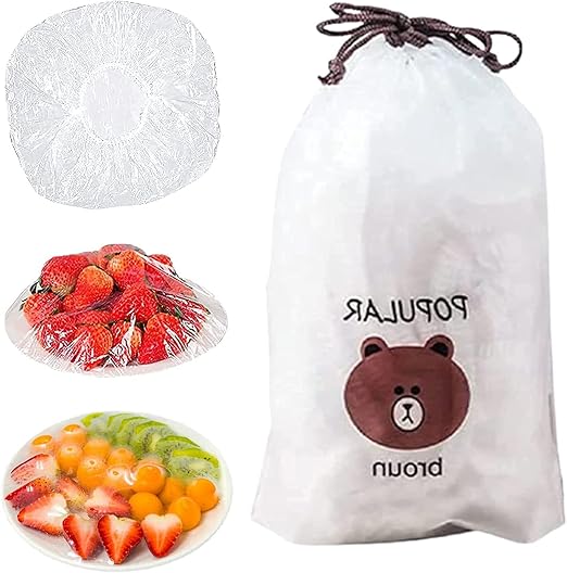 Fresh Keeping Bags,Reusable Elastic Food Storage Covers, Plastic Bowl Covers with Elastic Edging Stretch Plastic Wrap Bowl Covers (100Pcs)