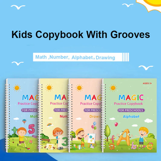 EduGlow™ Magic Practice Copybook Set (Pack of 4)